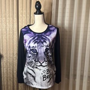 Justice Size 14 “Be Brave” Tiger Long Sleeve Shirt